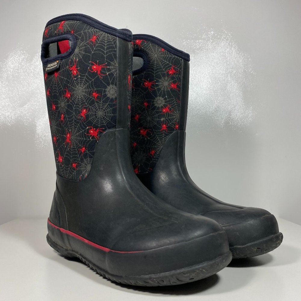 Bogs Youth Boots Classic II Hockey Waterproof Rain Rubber Black Sz 4Y